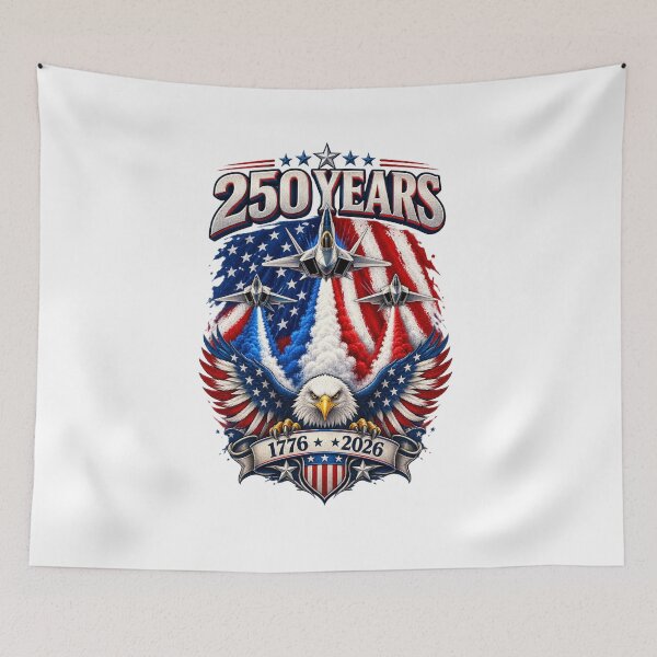 Item preview, USA 250 Years 1776–2026 T-Shirt | American Pride Fighter Jets & Eagle Patriotic Design designed and sold by FashionHubLK.