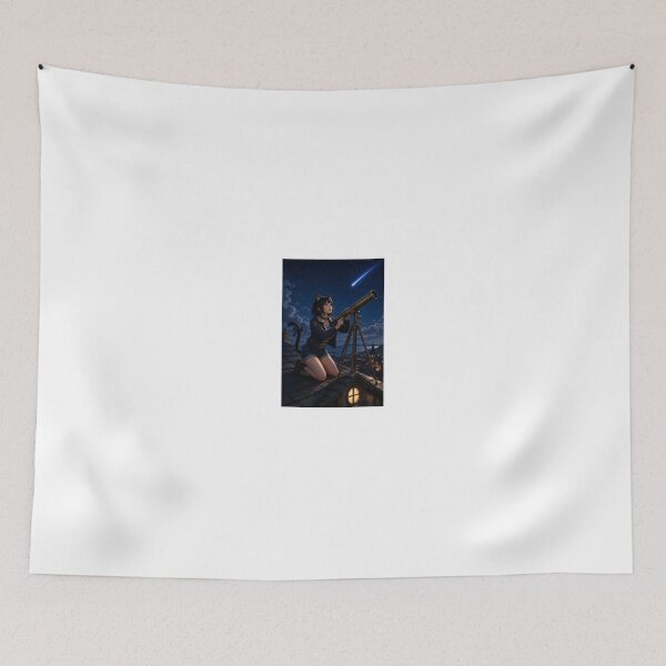Item preview, Cat girl watching meteor shower on rooftop designed and sold by CathryneDelamort.