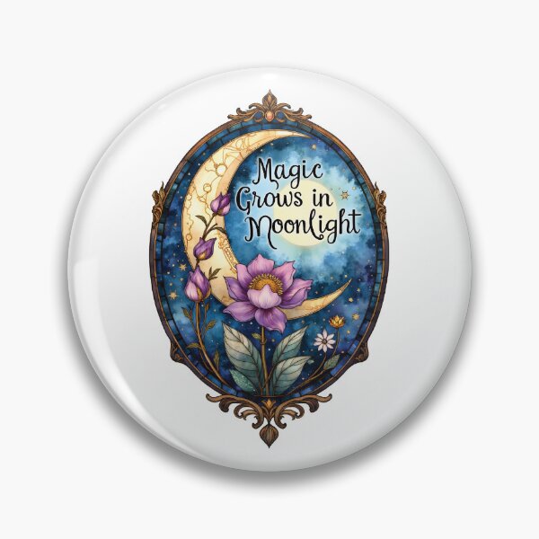 Artikelvorschau, Magic Grows in Moonlight Mystical Crescent Moon Floral Art entworfen und verkauft von Connys Colorful World.