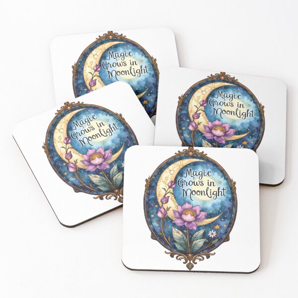 Item preview, Magic Grows in Moonlight Mystical Crescent Moon Floral Art designed and sold by Connys Colorful World.