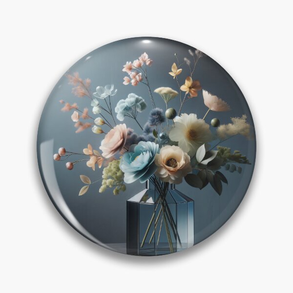 Item preview, Pastel Flower Bouquet in Geometric Glass Vase, Moody Modern Floral Still Life designed and sold by NarjaShop.