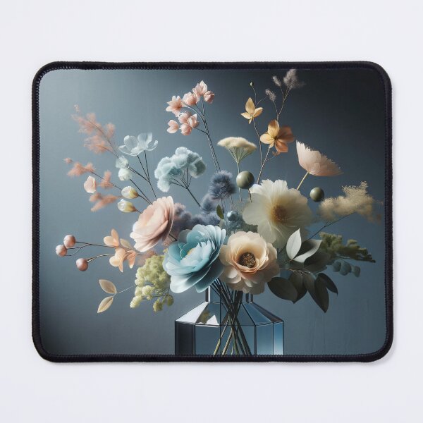 Item preview, Pastel Flower Bouquet in Geometric Glass Vase, Moody Modern Floral Still Life designed and sold by NarjaShop.