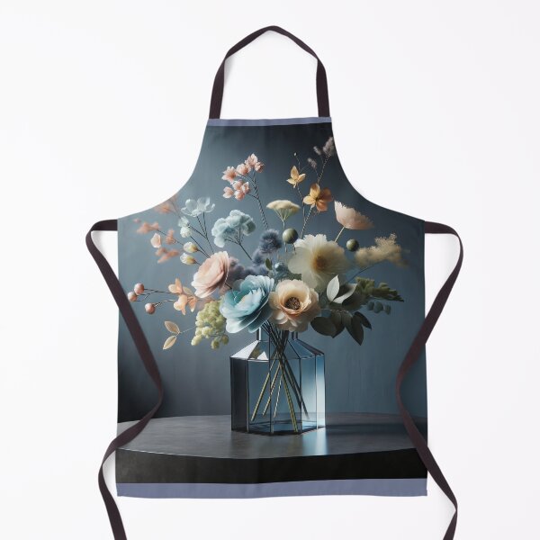 Item preview, Pastel Flower Bouquet in Geometric Glass Vase, Moody Modern Floral Still Life designed and sold by NarjaShop.