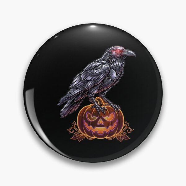 Item preview, Cyberpunk Raven On Glowing Pumpkin - Sci-Fi Halloween designed and sold by LUKOWEAR.