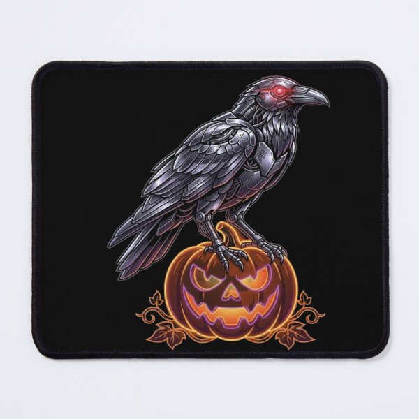Item preview, Cyberpunk Raven On Glowing Pumpkin - Sci-Fi Halloween designed and sold by LUKOWEAR.