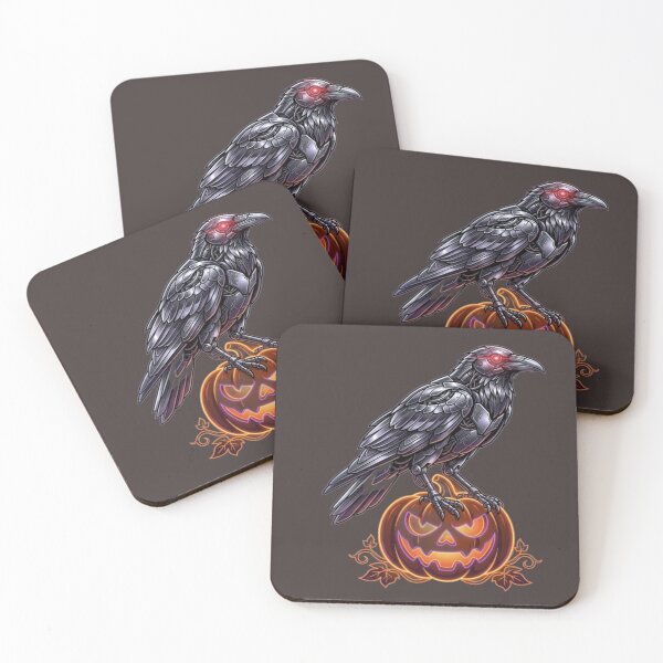 Item preview, Cyberpunk Raven On Glowing Pumpkin - Sci-Fi Halloween designed and sold by LUKOWEAR.