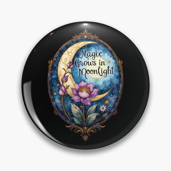 Artikelvorschau, Magic Grows in Moonlight Mystical Crescent Moon Floral Art -Black Edition entworfen und verkauft von Connys Colorful World.