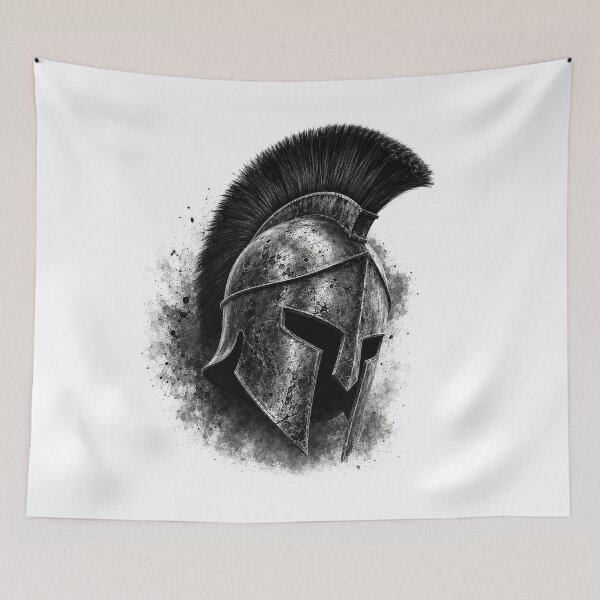 Item preview, Spartan Helmet Battle-Worn 3/4 View – Ancient Greece Warrior Art designed and sold by Ancient-Era.