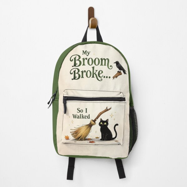 Item preview, My Broom Broke So I Walked - Funny Halloween Witch Black Cat Crow Spooky Season Autumn Fall Humor Design designed and sold by Connys Colorful World.