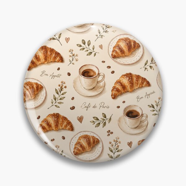 Item preview, Espresso & Croissants French Cafe Coffee Breakfast Pattern designed and sold by RJACreative.
