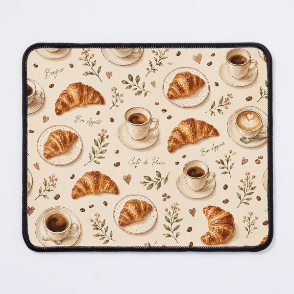 Item preview, Espresso & Croissants French Cafe Coffee Breakfast Pattern designed and sold by RJACreative.