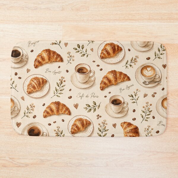 Item preview, Espresso & Croissants French Cafe Coffee Breakfast Pattern designed and sold by RJACreative.