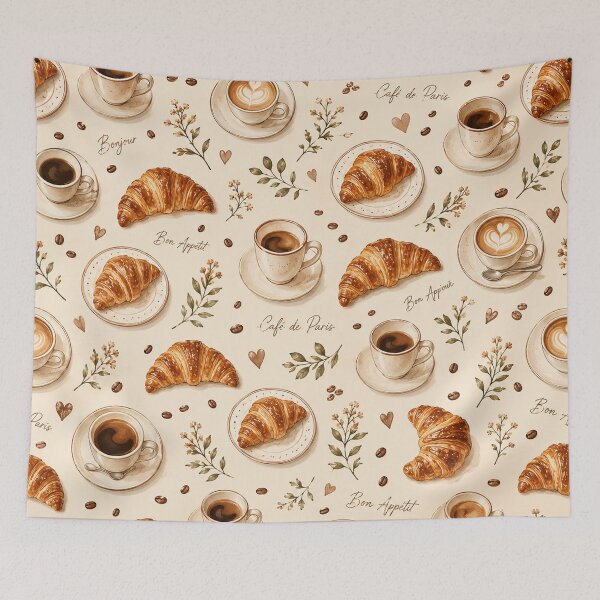 Item preview, Espresso & Croissants French Cafe Coffee Breakfast Pattern designed and sold by RJACreative.