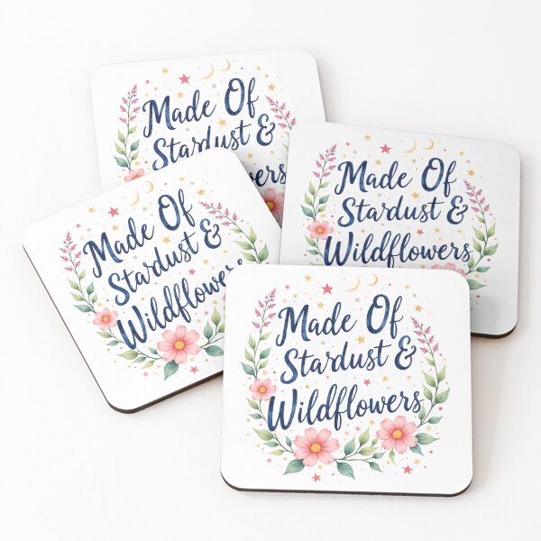 Artikelvorschau, Made Of Stardust And Wildflowers - Quote Design With Pink Flowers entworfen und verkauft von Connys Colorful World.
