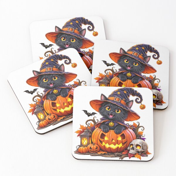 Item preview, Halloween Black Cat Magic – Spooky Witch Pumpkin designed and sold by treandsart.