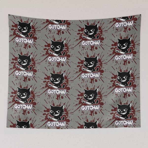 Item preview, Gotcha! Black Cat With Knife Cartoon designed and sold by Taridesign.