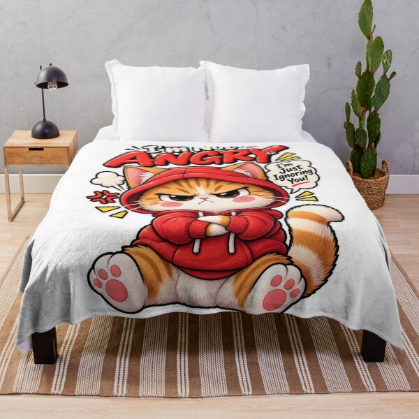 Item preview, I'm Not Angry Cute Angry Cat in Red Hoodie Funny Cat designed and sold by edikartt.