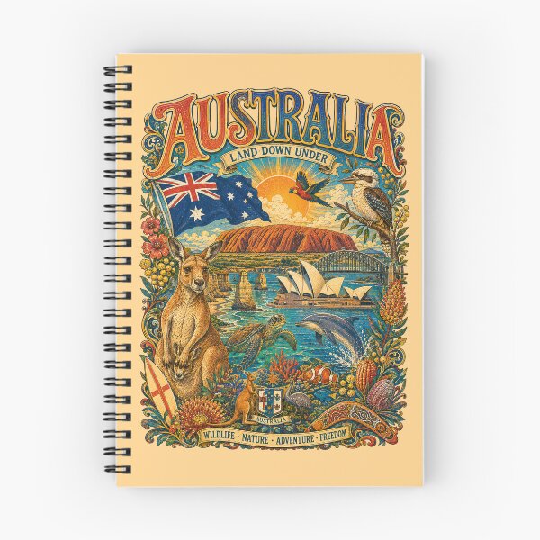 Item preview, Australia Land Down Under Vintage Travel Poster designed and sold by Skyrocketz.