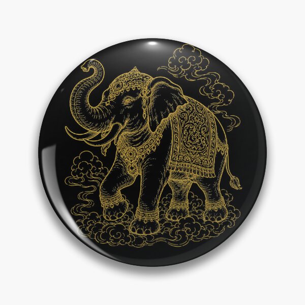 Item preview, Golden White Elephant Royal Asian Line Art designed and sold by Soluna Studio.