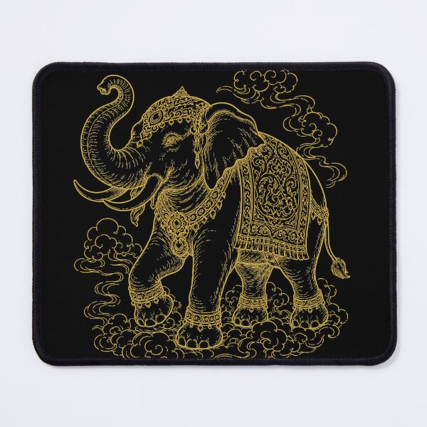 Item preview, Golden White Elephant Royal Asian Line Art designed and sold by Soluna Studio.