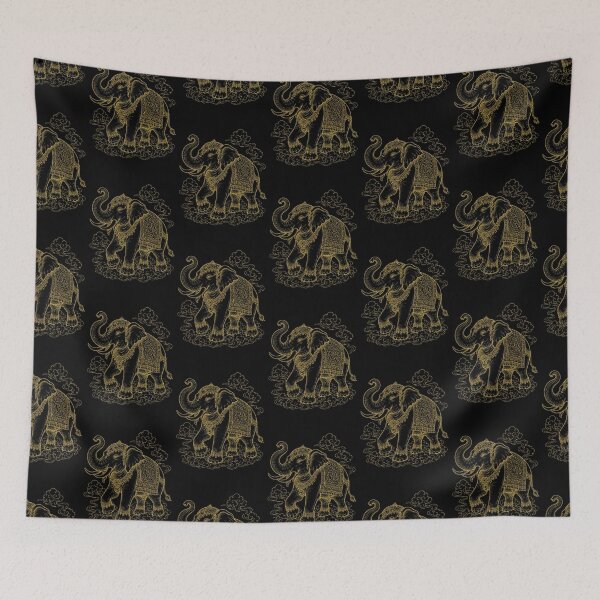Item preview, Golden White Elephant Royal Asian Line Art designed and sold by Soluna Studio.