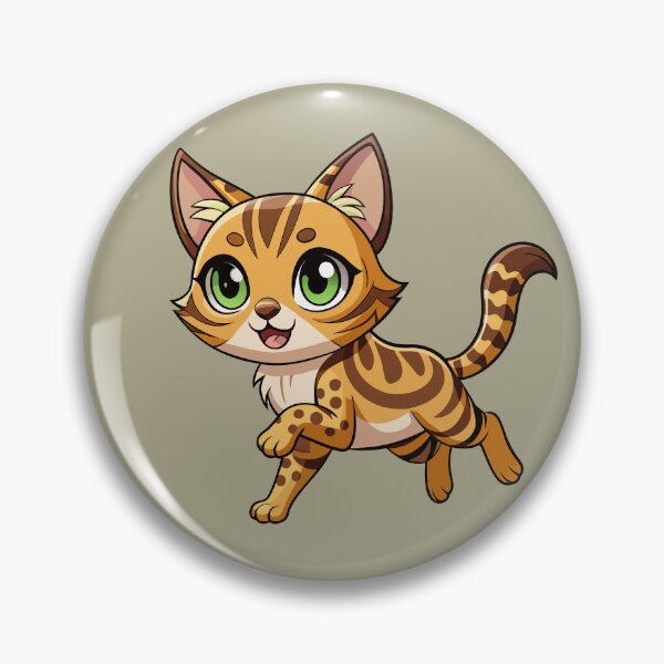 Artikelvorschau, Niedliche Bengalkatze, Kawaii-Illustration im Stil einer getupften Tabby-Katze entworfen und verkauft von Mousy17.