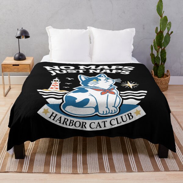 Item preview, Retro Sailor Cat & Lighthouse – Funny Nautical Cat Art_BK designed and sold by AckeeWolf.