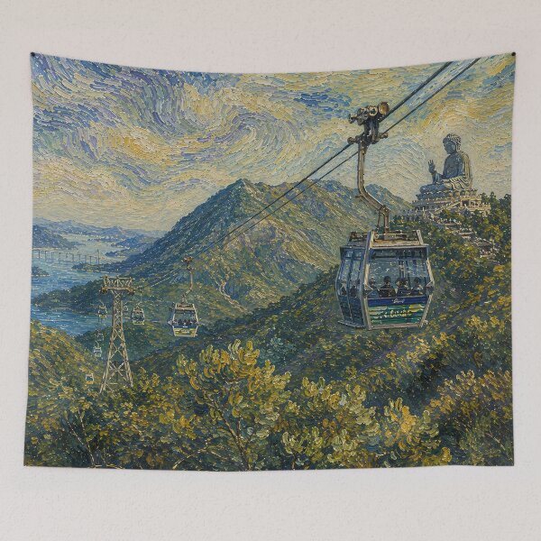 Item preview, Lantau Cable Car View - Van Gogh's Dream Travels (Impressionist Art) designed and sold by ianm1028.