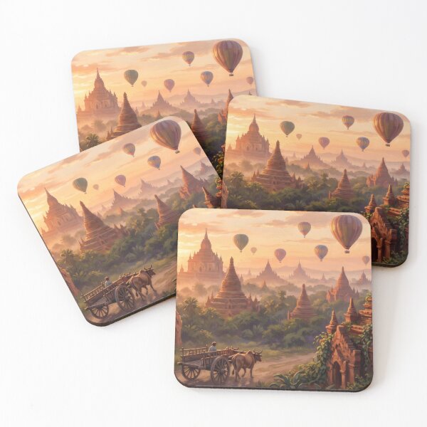 Item preview, Bagan Myanmar Temple Sunrise designed and sold by RedPeaStudio.