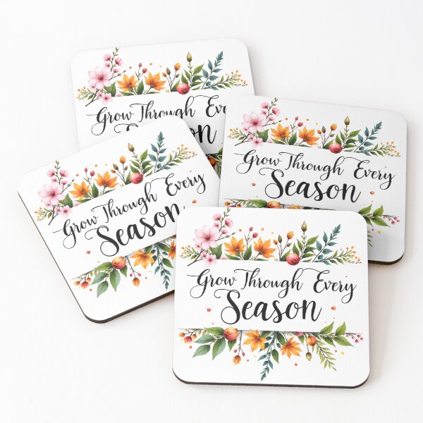 Item preview, Grow Through Every Season - Floral Inspirational Quote for Nature Lovers & Positive Mindset designed and sold by Connys Colorful World.