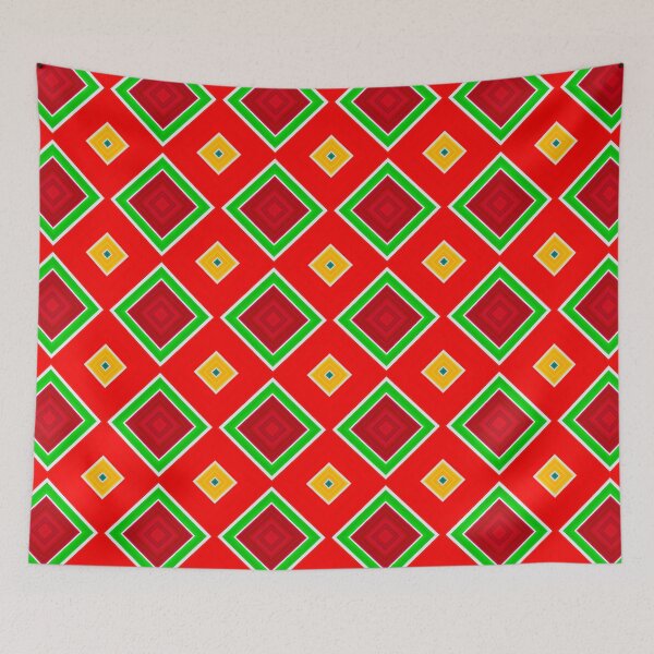 Item preview, Spicy Fiesta Red Geometric Diamond Pattern designed and sold by whimsiqueer.
