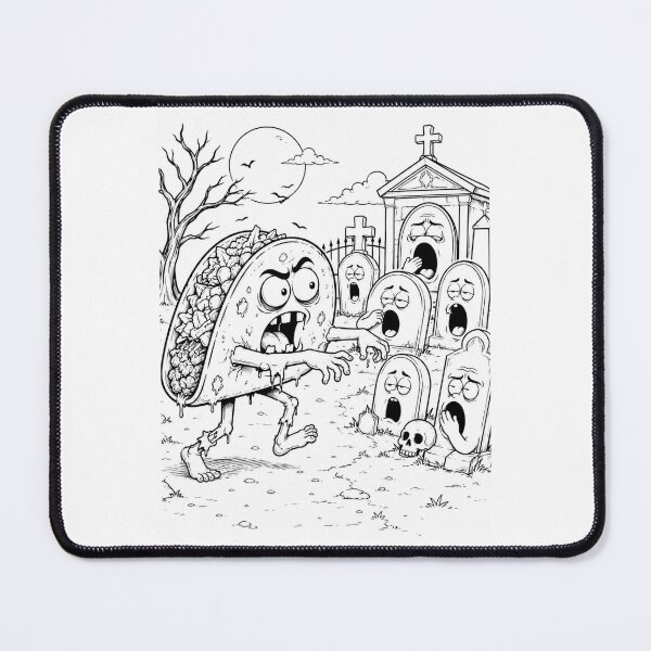 Item preview, Zombie Taco in a Bored Graveyard – Funny Halloween Food Art designed and sold by ComedyInkFactor.