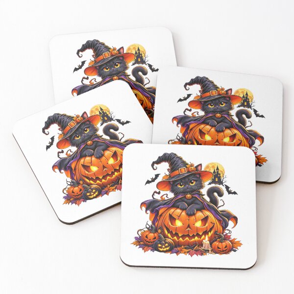 Item preview, Halloween Black Cat Magic – Spooky Witch Pumpkin designed and sold by treandsart.