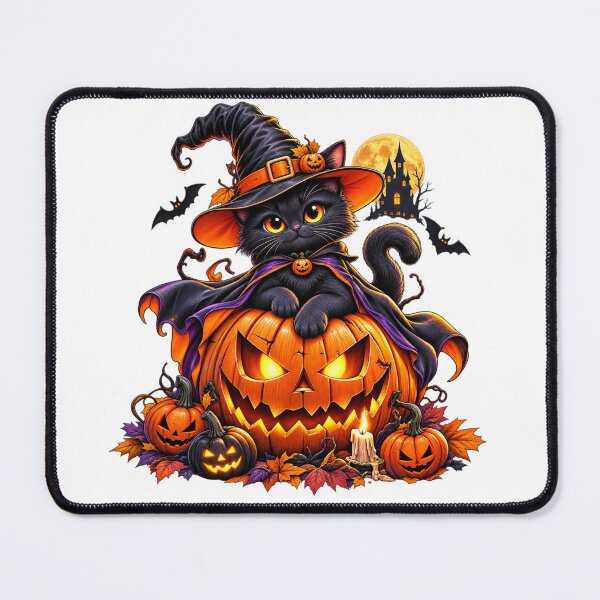 Item preview, Halloween Black Cat Magic – Spooky Witch Pumpkin designed and sold by treandsart.
