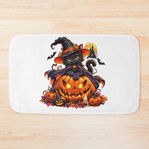Item preview, Halloween Black Cat Magic – Spooky Witch Pumpkin designed and sold by treandsart.