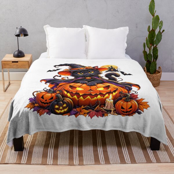 Item preview, Halloween Black Cat Magic – Spooky Witch Pumpkin designed and sold by treandsart.