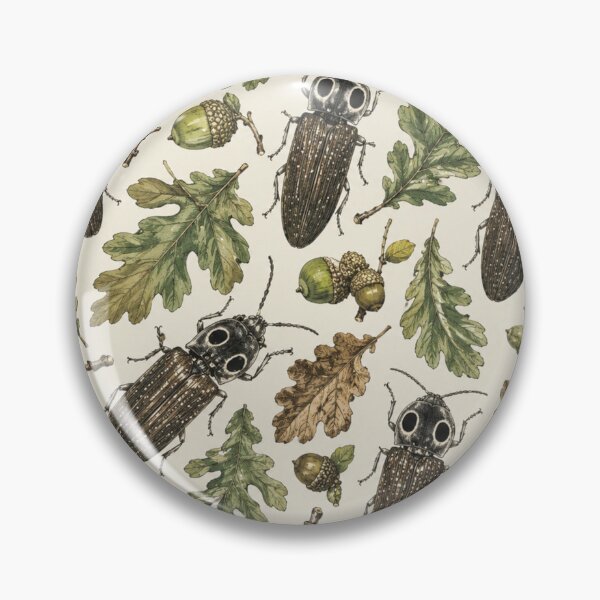 Item preview, Vintage Click Beetles & Oak Leaves Pattern | Botanical Woodland Nature Design designed and sold by LuxuryApparels.
