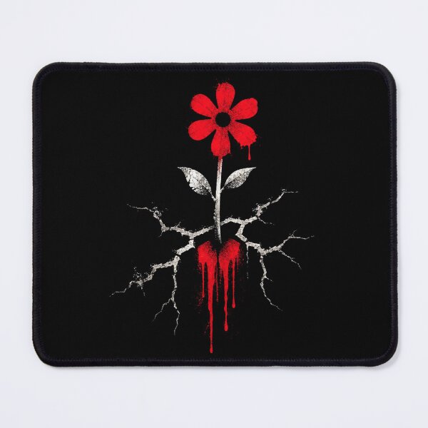 Item preview, Red Flower Crack – Dark Grunge Street Art Logo | Urban Gothic Symbol designed and sold by PLUSHIWORLDtm.