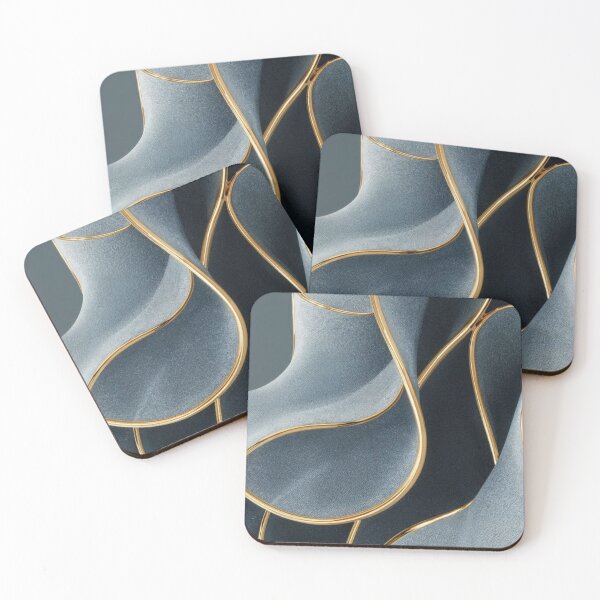 Item preview, Luxury Grey Suede Gold Trimmed Waves 3D Modern Abstract designed and sold by LYAN-STORE.