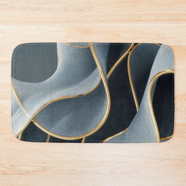 Item preview, Luxury Grey Suede Gold Trimmed Waves 3D Modern Abstract designed and sold by LYAN-STORE.