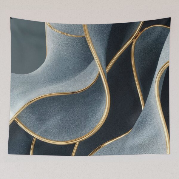 Item preview, Luxury Grey Suede Gold Trimmed Waves 3D Modern Abstract designed and sold by LYAN-STORE.