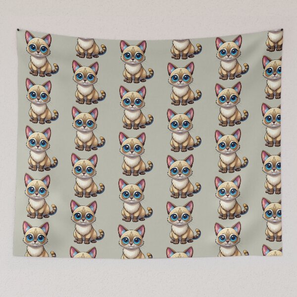 Item preview, Cute Balinese Cat Kawaii Blue Eyes Colorpoint Illustration designed and sold by Mousy17.