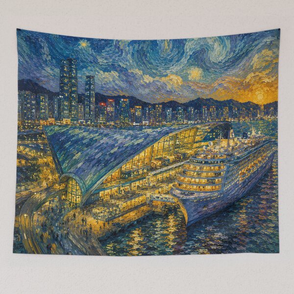 Item preview, Kai Tak Cruise Terminal - Van Gogh's Dream Travels (Impressionist Art) designed and sold by ianm1028.