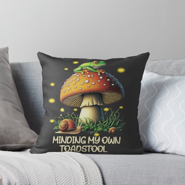 Item preview, Cute Frog Minding My Own Toadstool Mushroom designed and sold by Joshbrowny.