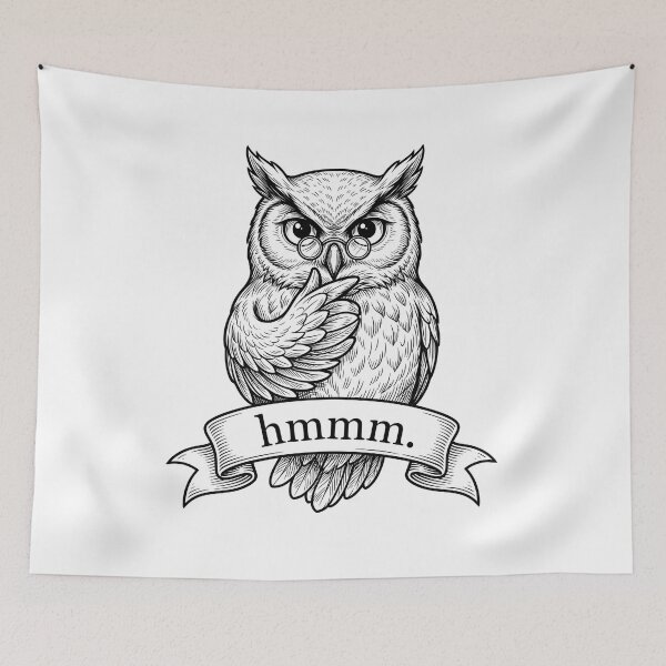 Item preview, Hmmm Meme Owl Funny Thinking Bird Reaction Confused Animal Humor T-Shirt designed and sold by pawsome purrfect.