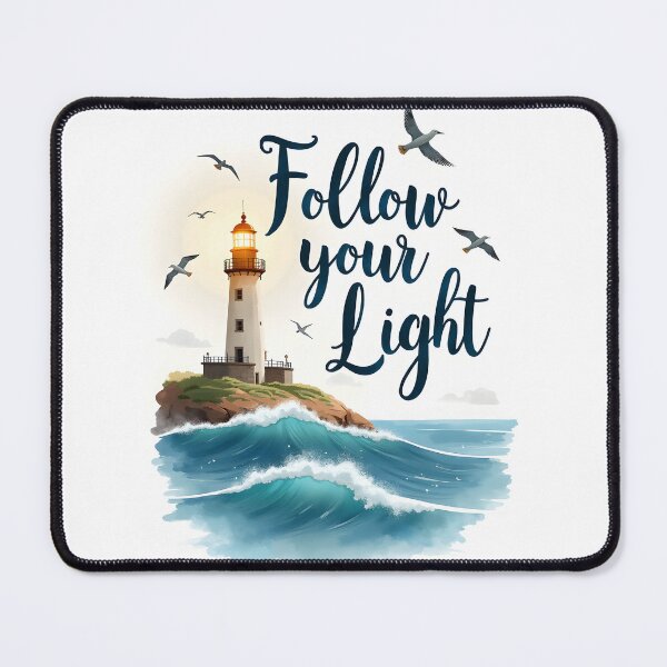 Item preview, Follow Your Light Inspirational Lighthouse Quote Design for Ocean Lovers designed and sold by Connys Colorful World.