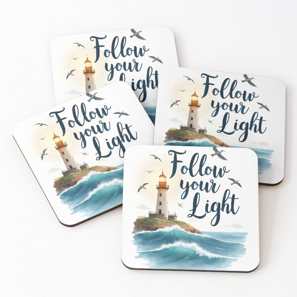 Item preview, Follow Your Light Inspirational Lighthouse Quote Design for Ocean Lovers designed and sold by Connys Colorful World.