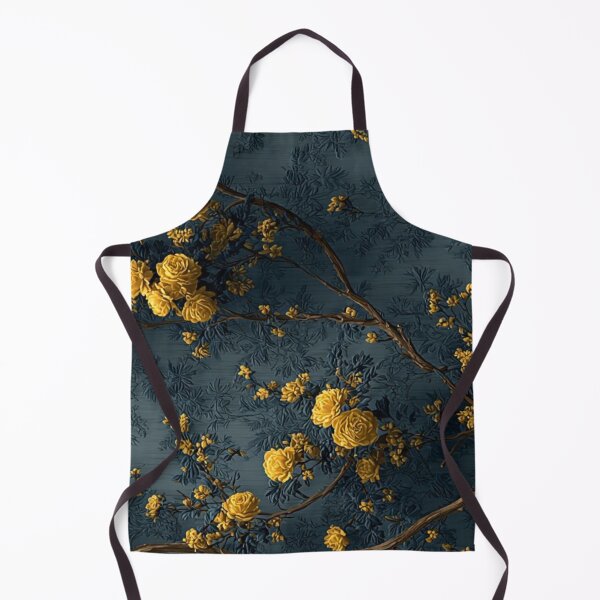 Item preview, Yellow Rose Blossoms on Dark Slate Relief Vintage Chinoiserie Floral Pattern designed and sold by LYAN-STORE.