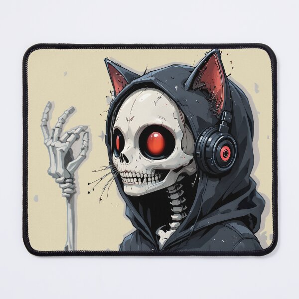 Item preview, Skeleton Cat Hoodie Headphones — Cute Creepy Dark Anime Halloween Art designed and sold by Amplify-n-Co.