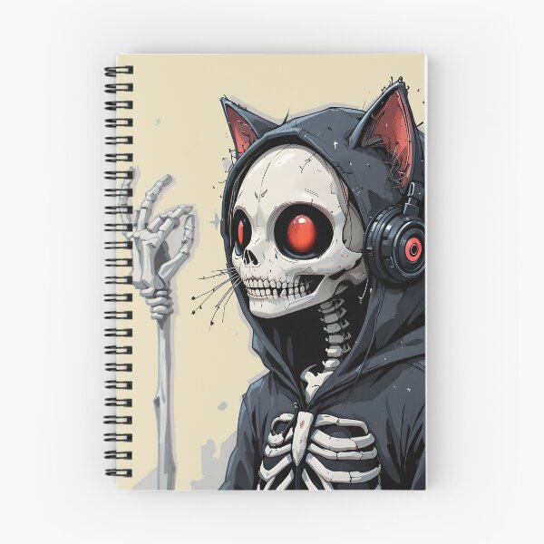 Item preview, Skeleton Cat Hoodie Headphones — Cute Creepy Dark Anime Halloween Art designed and sold by Amplify-n-Co.